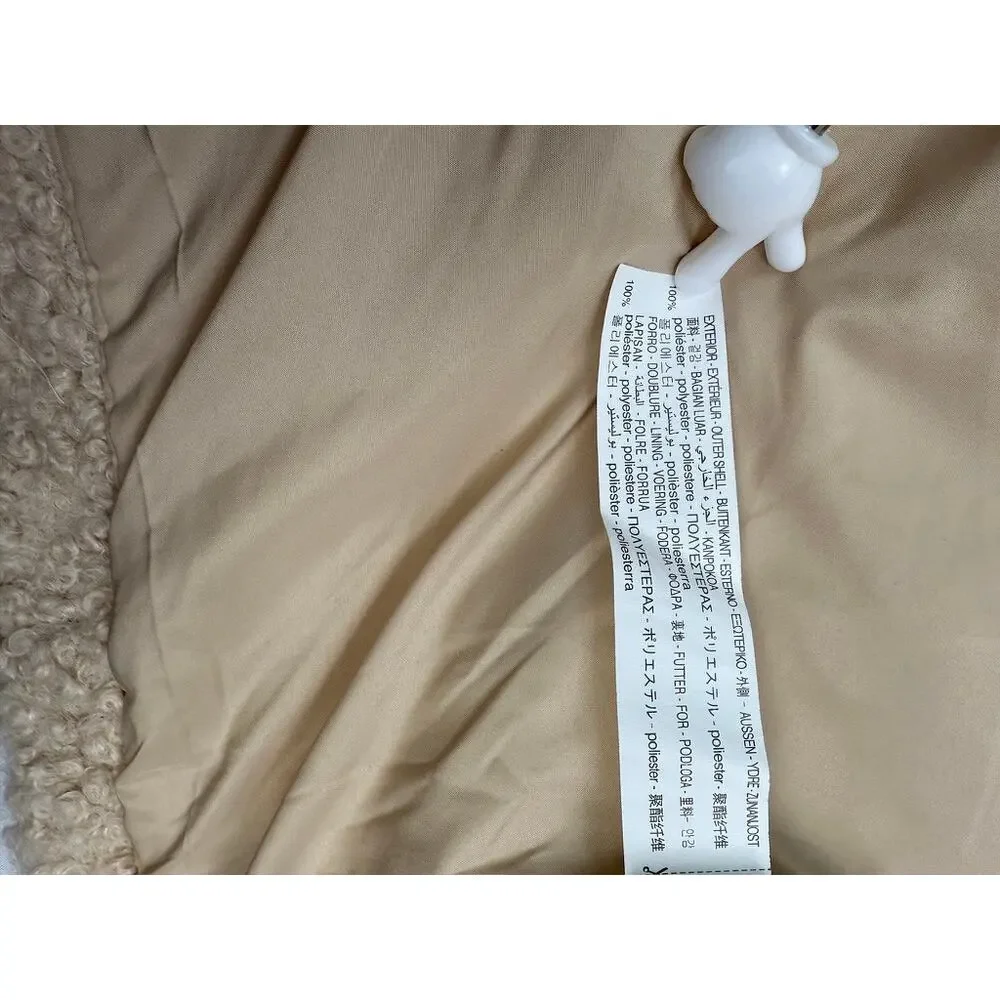 ZARA Bouclé Teddy Sherpa Coat Beige – Size 13–14 (Women’s XS/S Fit) - Picture 10 of 13